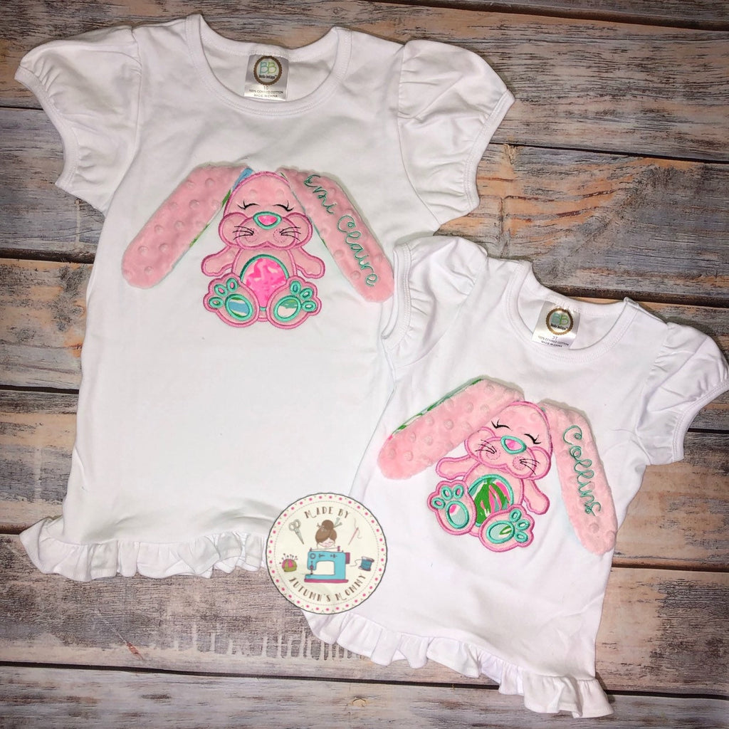 Lilly Floppy bunny rabbit easter appliqué embroidery girls top