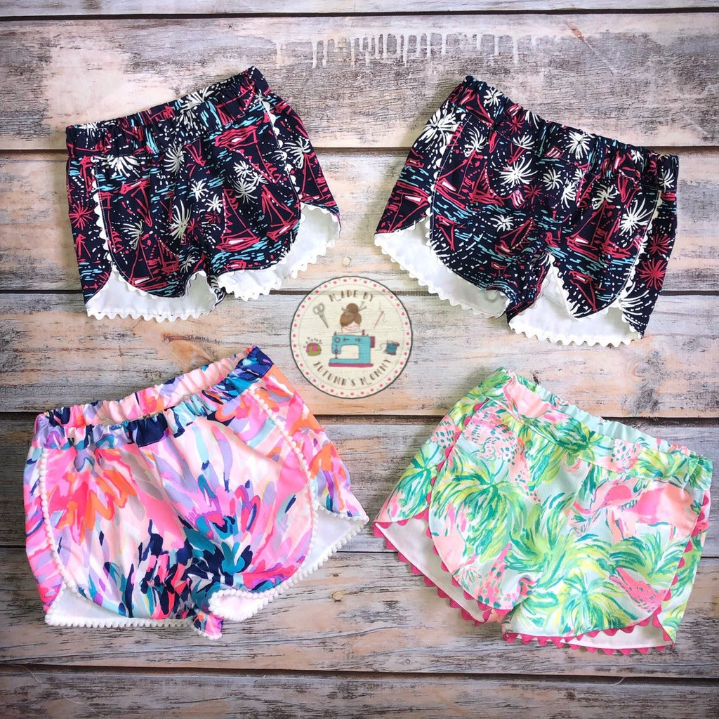 Custom Lilly girls shorts, sizes newborn through 12y