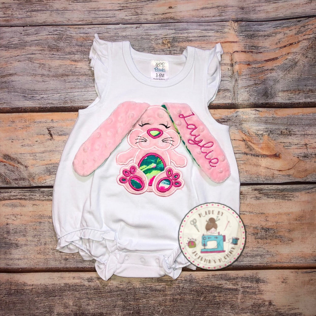 Lilly Floppy Bunny Easter Outfit - personalized monogram - Bubble