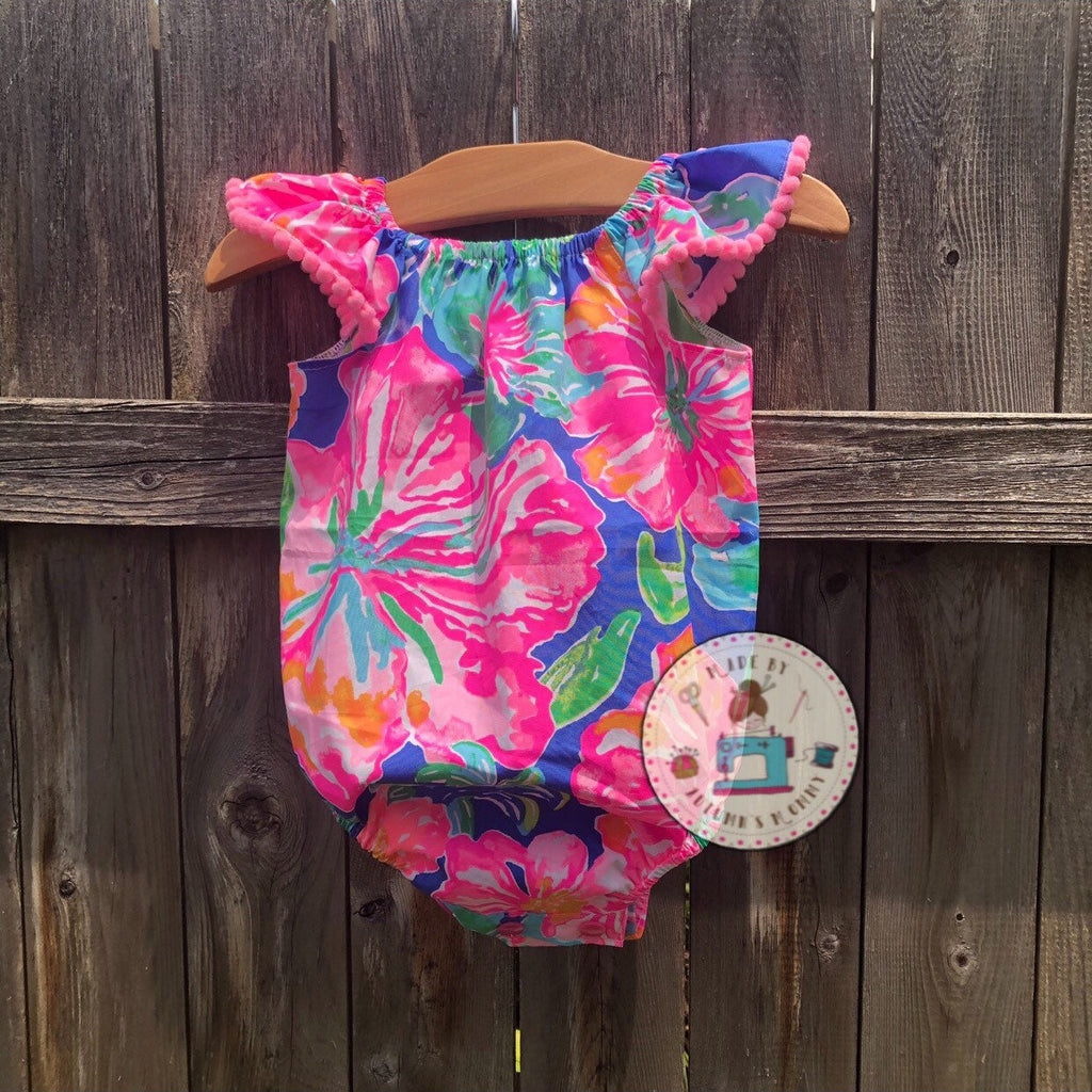 Custom Lilly baby and toddler girls flutter sleeve bubble - multiple fabric options available