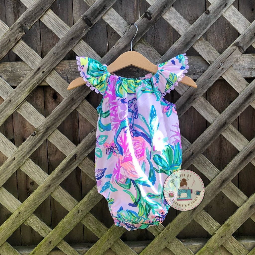 Custom Lilly baby and toddler girls flutter sleeve bubble - multiple fabric options available