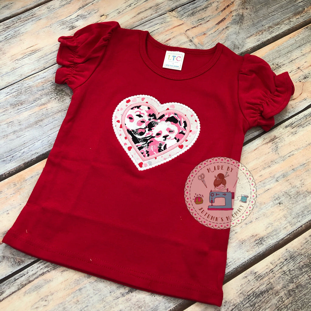 Lilly Girls Valentine heart appliqué embroidery girls top