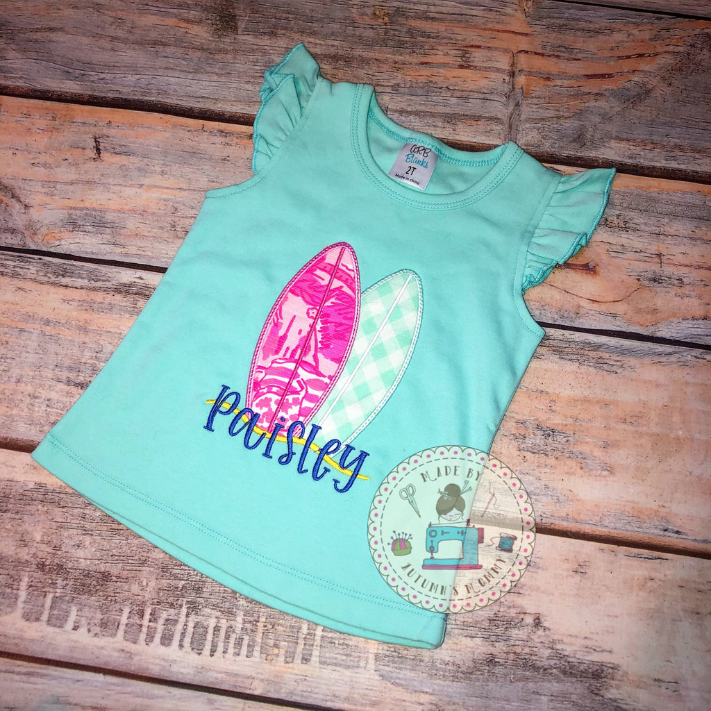 Lilly Girls Tank Top Surfboards - Applique Embroidery