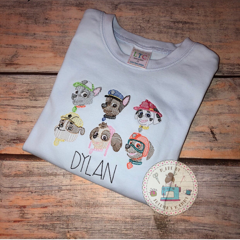 Paw patrol vintage style embroidery boys top